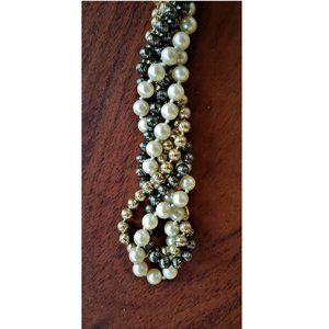 Set of 3 Necklaces: Pearl, Gold & Gunmetal